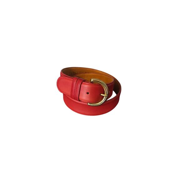 Coach 1.5 inch cowhide leather red belt solid brass buckle made in USA 32\